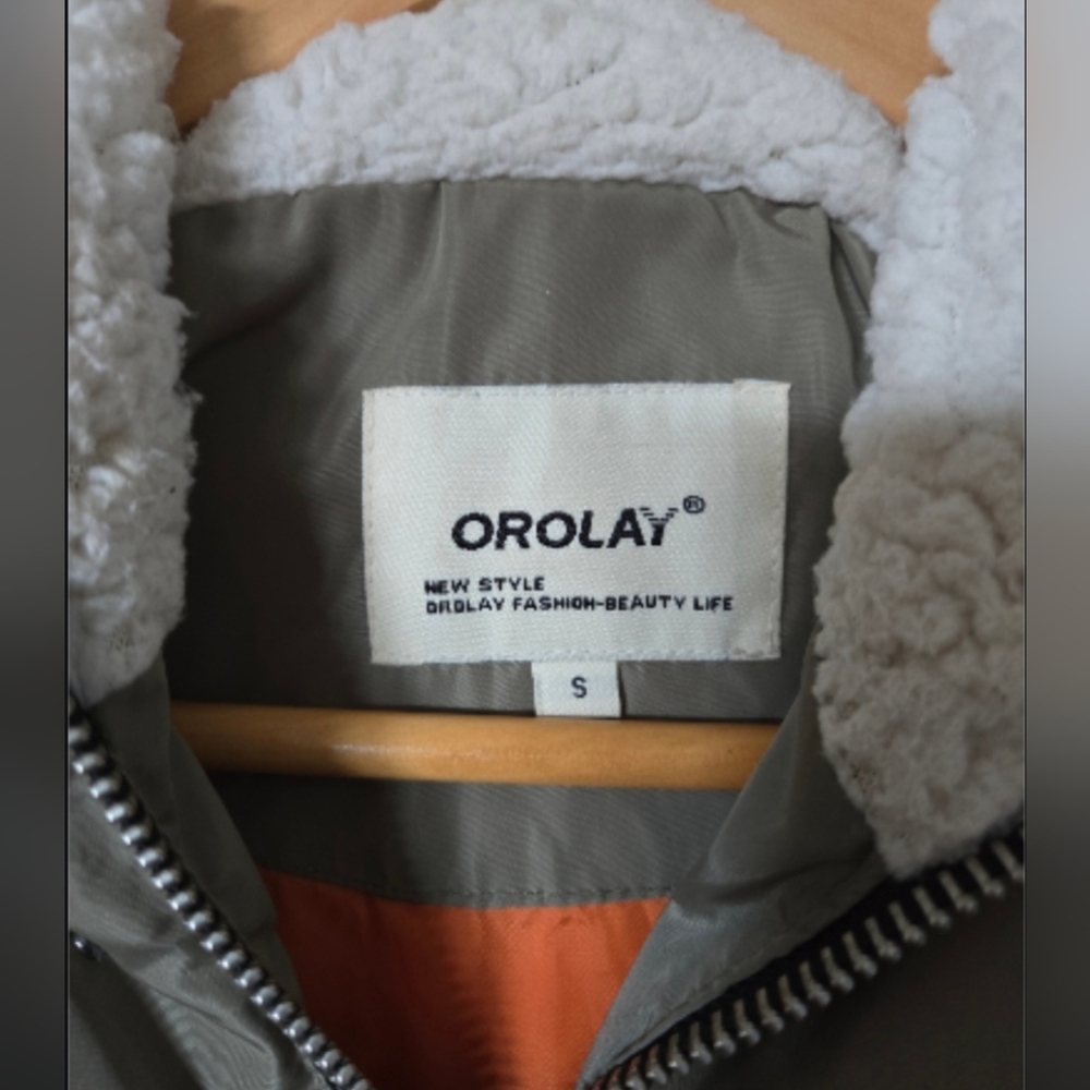 Orolay Womens Front Zip Long Sleeve Down Quilted Hooded Jacket Green Size Small - Picture 4 of 14